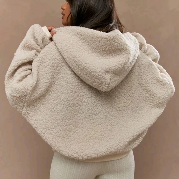 Fall/Winter Warm Color Block "22" Number Fleece Oversized Hoodie For - Picture 4 of 4